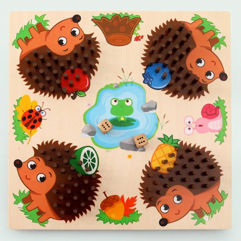 Wooden Pluggable Number Toy Hedgehog Game Toddler Educational Toy