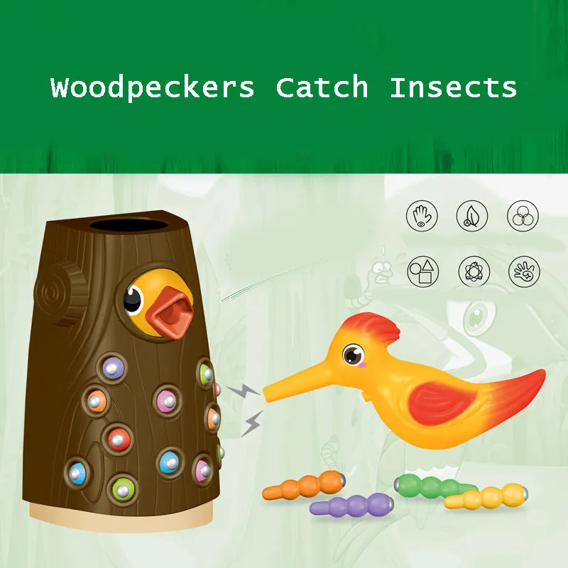 Woodpecker Magnetic Catch Worm Animal Birds Educate Fishing Toy