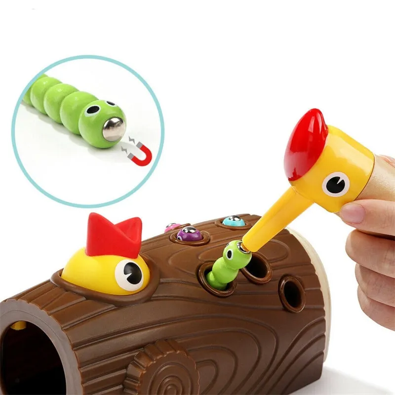 Woodpecker Magnetic Catch Worm Animal Birds Educate Fishing Toy