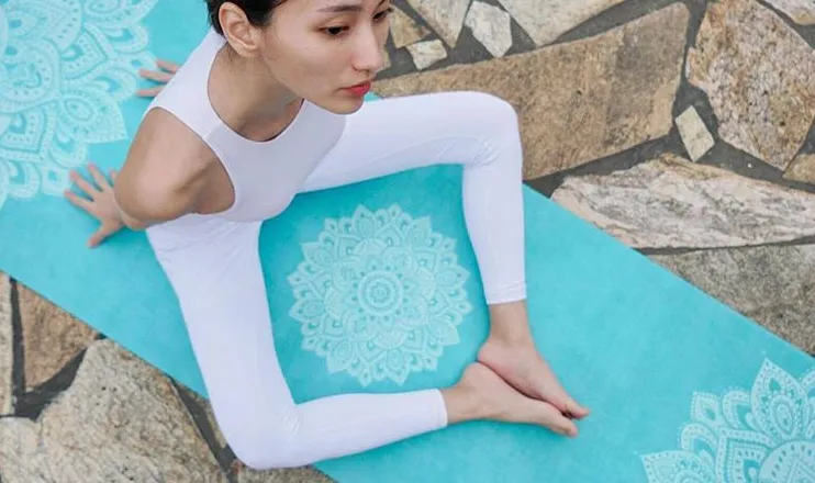 Yoga Floor Mat Gym 70  X24 Mat Extra Thick Exercise Fitness Non Slip Flooring Fitness Yoga Mat Pad Workout Pilates W Strap 72 Fitness Yoga Workout  -Mandala Turquoise